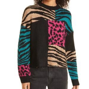 NWT: Rails - Women's Kylie, Animal Print, Patchwork, Pullover Sweater (small)